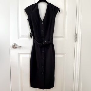Express button up, belted black dress